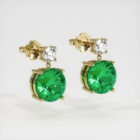 <span>3.20</span>&nbsp;<span class="tooltip-light">Ct.Tw.<span class="tooltiptext">Total Carat Weight</span></span> Emerald Earrings, 18K Yellow Gold 3