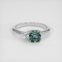 1.75 Ct. Bluish Green Sapphire Ring, Platinum 950 1