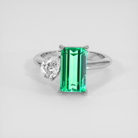 3.84 Ct. Emerald Ring, 18K White Gold 1