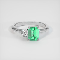 1.02 Ct. Emerald Ring, 18K White Gold 1