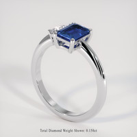 0.94 Ct. Blue Sapphire Ring, 18K White Gold 2