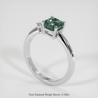 1.75 Ct. Bluish Green Sapphire Ring, 18K White Gold 2
