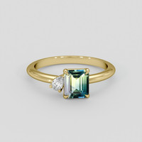 1.06 Ct. Bi Color Sapphire Ring, 10K Yellow Gold 1