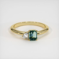0.64 Ct. Green Sapphire Ring, 14K Yellow Gold 1