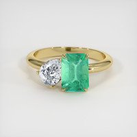 1.37 Ct. Emerald Ring, 18K Yellow Gold 1