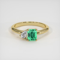 0.74 Ct. Emerald Ring, 18K Yellow Gold 1