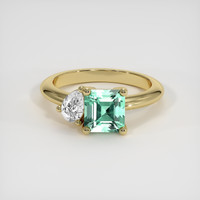 0.97 Ct. Emerald Ring, 18K Yellow Gold 1