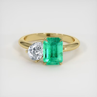 1.44 Ct. Emerald Ring, 18K Yellow Gold 1