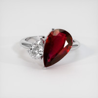 3.18 Ct. Ruby Ring, Platinum 950 1