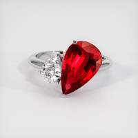 3.05 Ct. Ruby Ring, Platinum 950 1