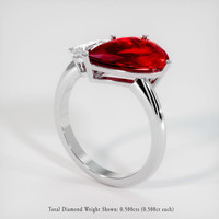 3.05 Ct. Ruby Ring, Platinum 950 2