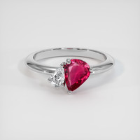 0.93 Ct. Ruby Ring, 14K White Gold 1