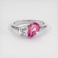 2.07 Ct. Pink Sapphire Ring, 18K White Gold 1