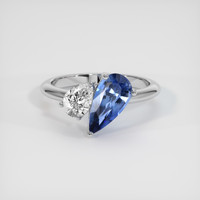 2.36 Ct. Blue Sapphire Ring, 18K White Gold 1