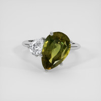 6.05 Ct. Yellowish Green Sapphire Ring, 18K White Gold 1