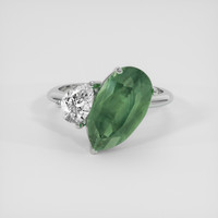 6.49 Ct. Bluish Green Sapphire Ring, 18K White Gold 1