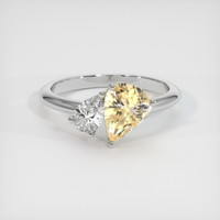 1.45 Ct. Peach Sapphire Ring, 18K White Gold 1