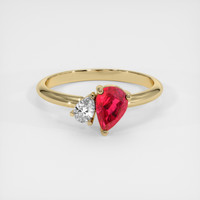 0.76 Ct. Ruby Ring, 14K Yellow Gold 1