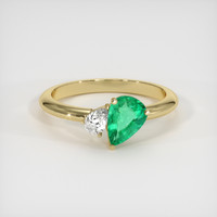 0.51 Ct. Emerald Ring, 18K Yellow Gold 1