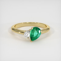 0.67 Ct. Emerald Ring, 18K Yellow Gold 1