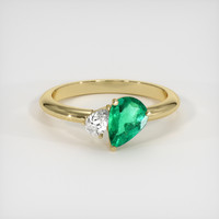 0.58 Ct. Emerald Ring, 18K Yellow Gold 1