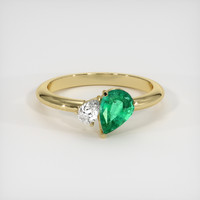 0.65 Ct. Emerald Ring, 18K Yellow Gold 1