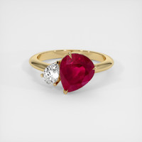 3.44 Ct. Ruby Ring, 18K Yellow Gold 1