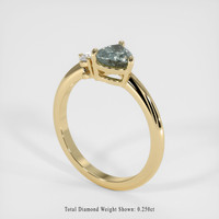 0.93 Ct. Bluish Grey Sapphire Ring, 18K Yellow Gold 2