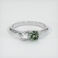 0.59 Ct. Green Sapphire Ring, Platinum 950 1