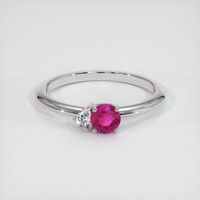 0.70 Ct. Pinkish Red Ruby Ring, 10K White Gold 1