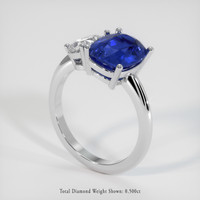 3.02 Ct. Blue Sapphire Ring, 14K White Gold 2