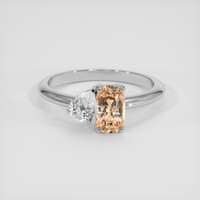 1.13 Ct. Padparadscha Sapphire Ring, 14K White Gold 1