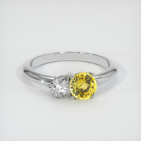 0.70 Ct. Yellow Sapphire Ring, 14K White Gold 1