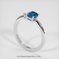 0.94 Ct. Greenish Blue Sapphire Ring, 18K White Gold 2