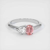 0.57 Ct. Padparadscha Sapphire Ring, 18K White Gold 1