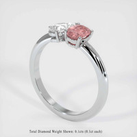 0.57 Ct. Padparadscha Sapphire Ring, 18K White Gold 2