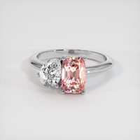 1.66 Ct. Padparadscha Sapphire Ring, 18K White Gold 1