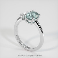 2.01 Ct. Bluish Green Sapphire Ring, 18K White Gold 2