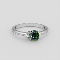1.19 Ct. Green Sapphire Ring, 18K White Gold 1