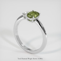 1.52 Ct. Yellowish Green Sapphire Ring, 18K White Gold 2