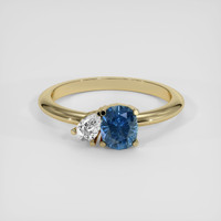 0.94 Ct. Greenish Blue Sapphire Ring, 14K Yellow Gold 1