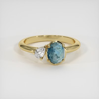 1.02 Ct. Greenish Blue Sapphire Ring, 14K Yellow Gold 1