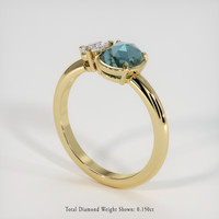 1.02 Ct. Greenish Blue Sapphire Ring, 14K Yellow Gold 2