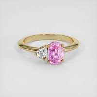 1.24 Ct. Pink Sapphire Ring, 14K Yellow Gold 1
