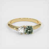 0.59 Ct. Green Sapphire Ring, 14K Yellow Gold 1