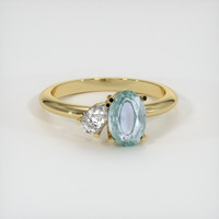 1.13 Ct. Greenish Blue Sapphire Ring, 14K Yellow Gold 1
