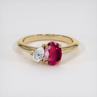 1.24 Ct. Ruby Ring, 18K Yellow Gold 1