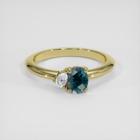 0.69 Ct. Greenish Blue Sapphire Ring, 18K Yellow Gold 1