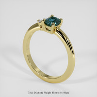 0.69 Ct. Greenish Blue Sapphire Ring, 18K Yellow Gold 2