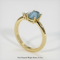 1.13 Ct. Greenish Blue Sapphire Ring, 18K Yellow Gold 2
